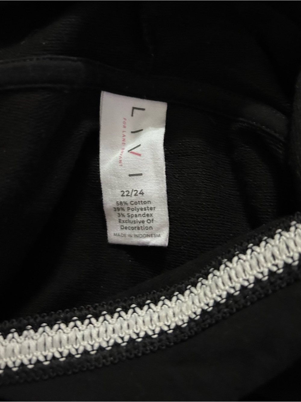 Women’s Black Short Sleeve Hoodie with White Trim - Size 22/24